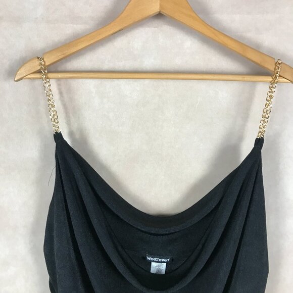 WEAREVER Chain Strap Black Draped Party Top Plus Size 3X - Picture 5 of 8